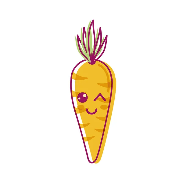 Kawaii Cute Funny Carrot Vegetable Vector Illustration — Stock Vector