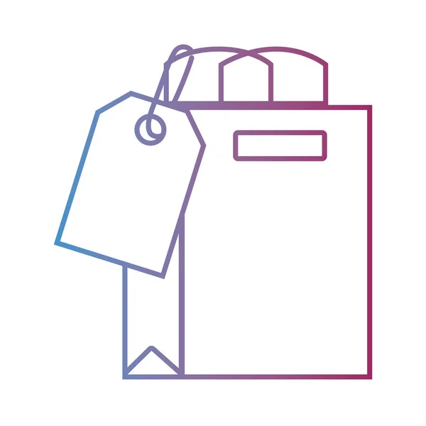 Línea Bolsa Compras Con Etiqueta Estrategia Marketing Vector Ilustración — Archivo Imágenes Vectoriales