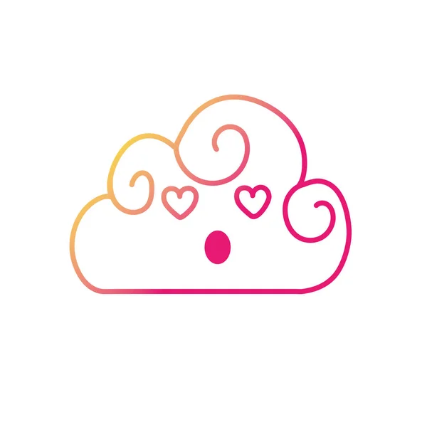 Σιλουέτα Kawaii Χαριτωμένο Εικονογράφηση Φορέα Καιρός Σύννεφο Αγάπη — Διανυσματικό Αρχείο