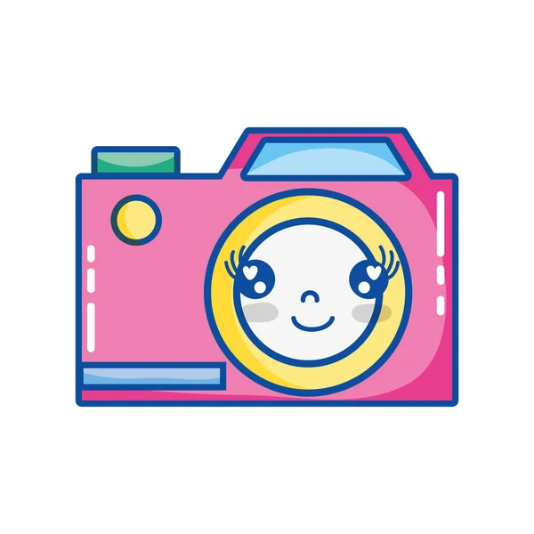 Kawaii Bonito Feliz Câmera Digital Vetor Ilustração —  Vetores de Stock