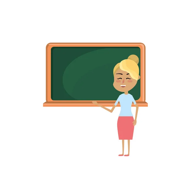Kadın Öğretmen Blackboard Vektör Çizim Öğrenci Öğretme — Stok Vektör