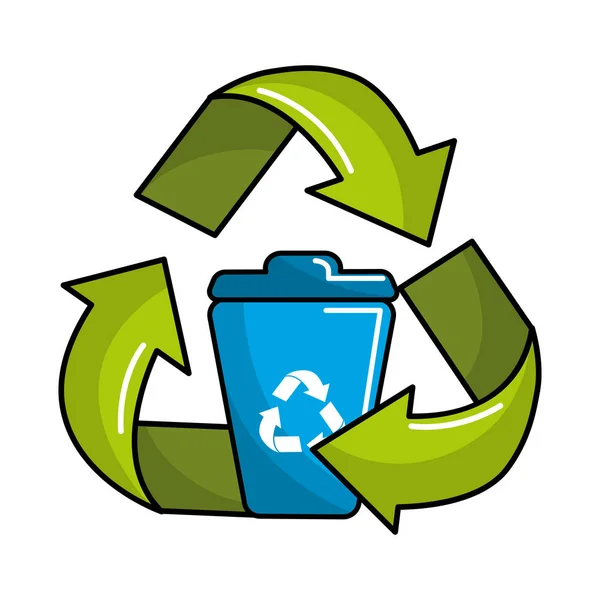 Pode Lixo Dentro Símbolo Reciclagem Ilustração Vetorial — Vetor de Stock