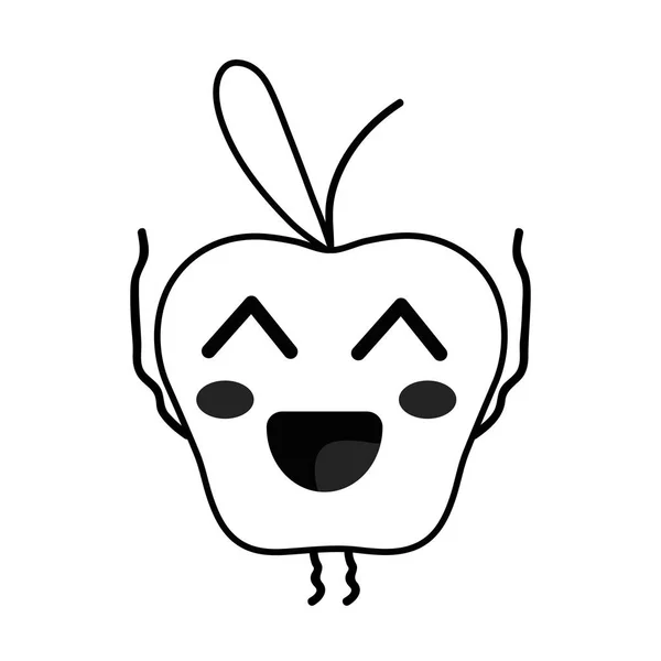 行卡瓦伊可爱的快乐苹果水果矢量插图 — 图库矢量图片