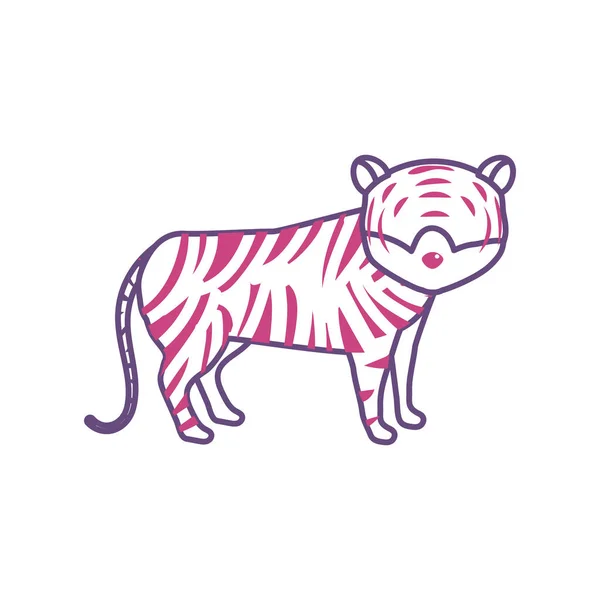 Silueta Lindo Tigre Animal Salvaje Icono Vector Ilustración — Vector de stock