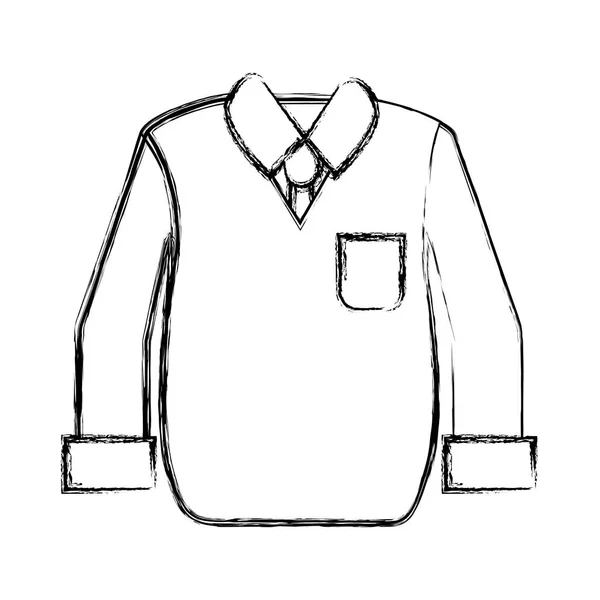 Контурная Рубашка Галстуком Жилетом Шерстяной Ткани Векторная Иллюстрация — стоковый вектор