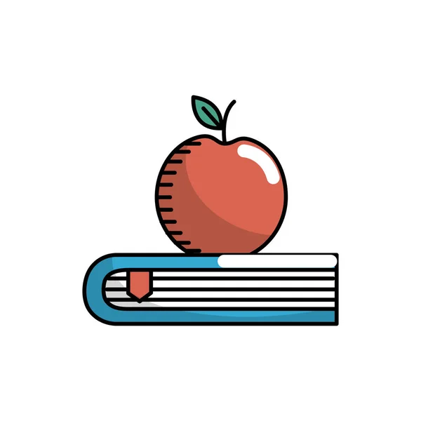 Fruit Pomme Sur Illustration Vectorielle Livre Proche — Image vectorielle