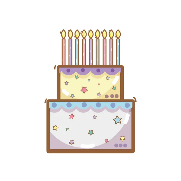 Delicious Cake Happy Birthday Celebration Vector Illustration — Stock Vector