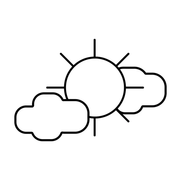 Linie Sonne Mit Wolken Zur Natürlichen Wettervektorillustration — Stockvektor