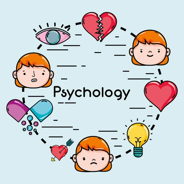 Set Psychology Problem Therapy Treatment Vector Illustration — Stock Vector
