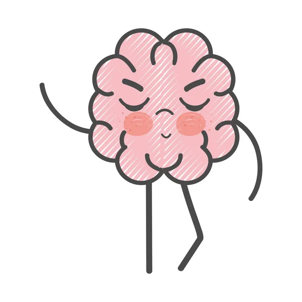 Ícone Adorável Kawaii Expressão Cerebral Ilustração Vetorial —  Vetores de Stock