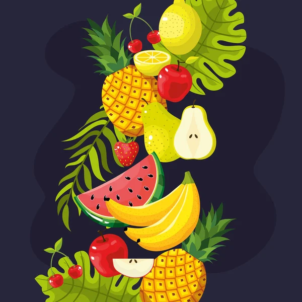 Deliciosa Fruta Tropical Fundo Design Vetor Ilustração — Vetor de Stock