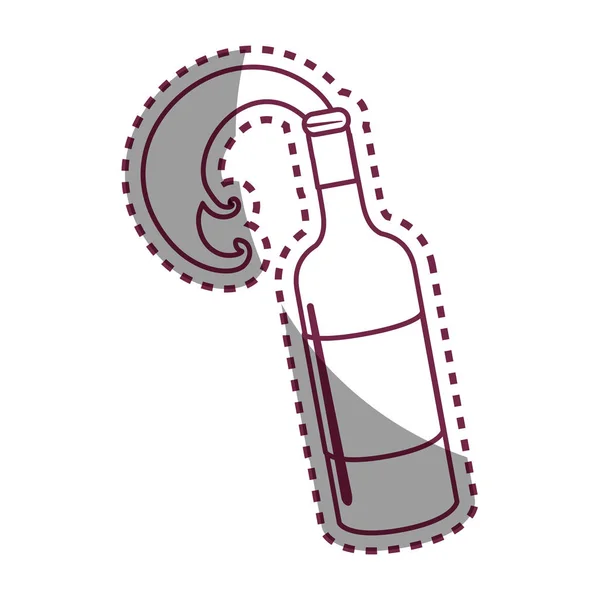 ステッカー ライン ボトルはねワイン アイコン イメージ ベクトル イラスト デザイン — ストックベクタ