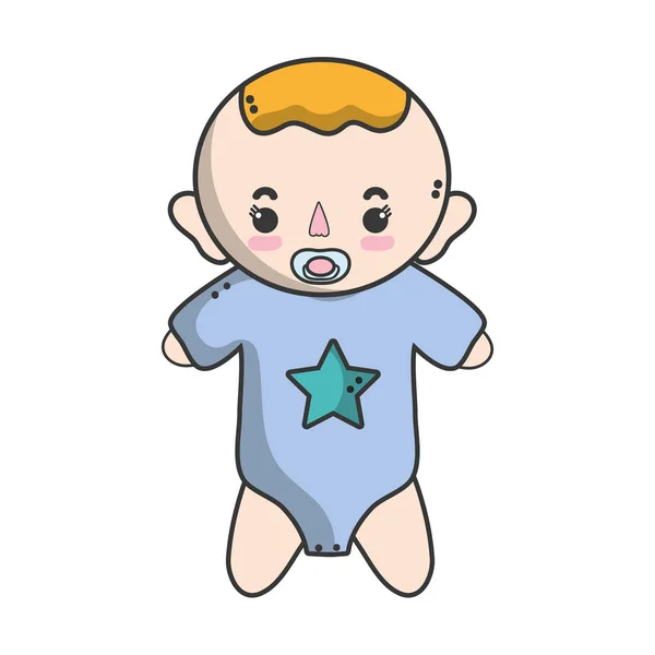 Babyjongen Met Fopspeen Kapsel Vectorillustratie — Stockvector