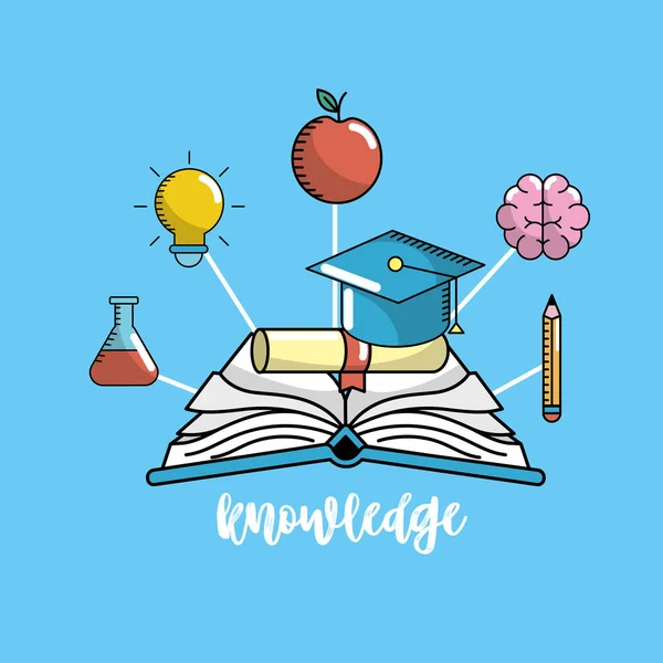 Σχολική Εκπαίδευση Γνώση Και Σκεύη Σχεδιασμό Εικονογράφηση Διάνυσμα — Διανυσματικό Αρχείο