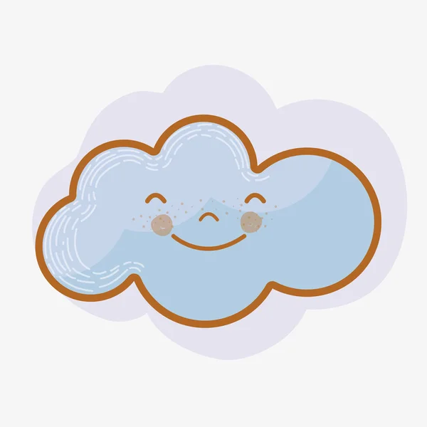 Kawaii Happy Cloud Mouth Cheeks Vector Illustration Design — Stock Vector