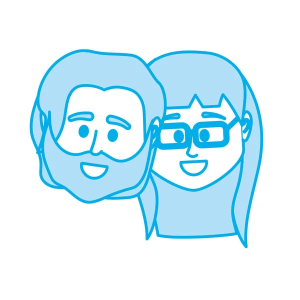 Silueta Pareja Cabeza Junto Con Peinado Diseño Vector Ilustración — Vector de stock