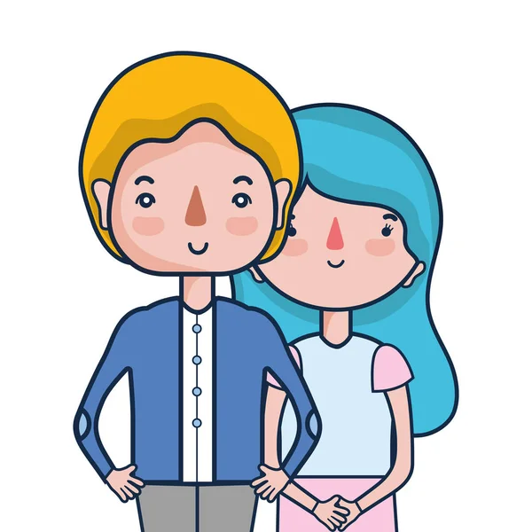 Pareja Belleza Junto Con Diseño Del Peinado Vector Ilustración — Vector de stock