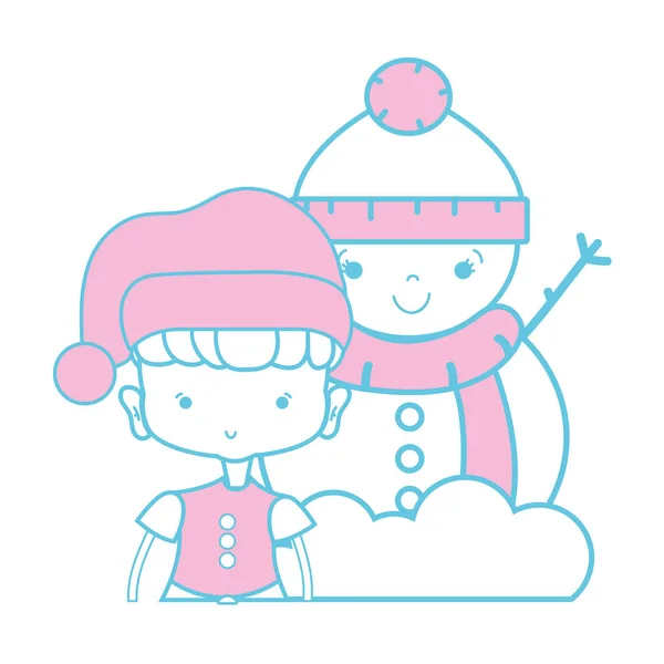 Дівчина Різдвяним Одягом Дизайном Сніговика Векторні Ілюстрації — стоковий вектор