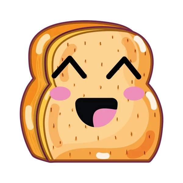 Kawaii Cute Happy Chopped Bread Vector Illustration Design - Stok Vektor