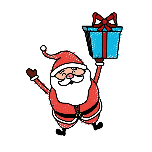 Santa Claus Avec Costume Noël Cadeau Cadeau Vectoriel Illustration — Image vectorielle