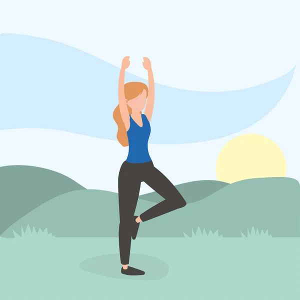 Gezonde Vrouw Opleiding Fitness Lichaam Vectorillustratie — Stockvector