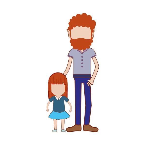 Vater Mit Tochter Und Freizeitkleidung Vektor Illustration — Stockvektor