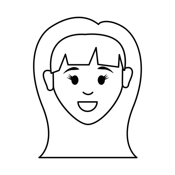 Figure People Icône Femme Visage Heureux Vecteur Illustation Design — Image vectorielle