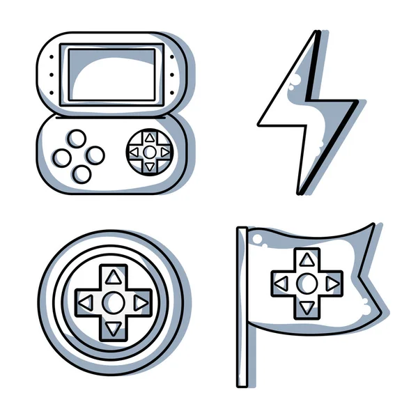 Set Video Gamepad Mit Energie Symbol Vektor Illustration — Stockvektor