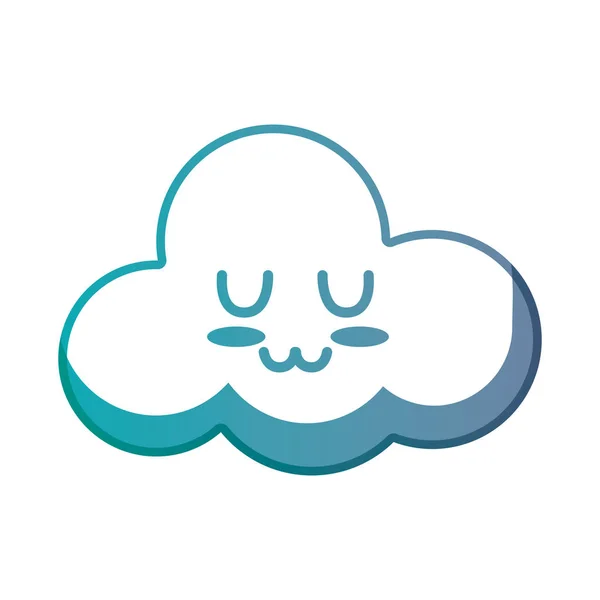 Line Kawaii Cute Tender Cloud Weather Vector Illustration — Stock Vector