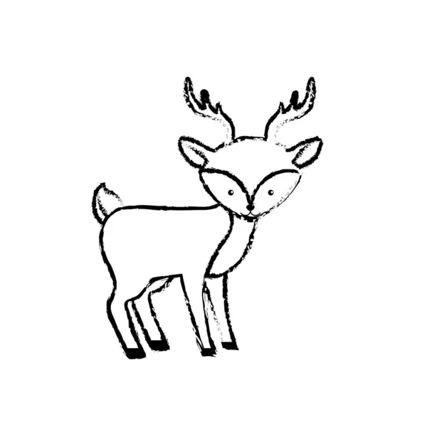Σχήμα Χαριτωμένο Ελάφια Άγριων Ζώων Εικονίδιο Εικονογράφηση Διάνυσμα — Διανυσματικό Αρχείο