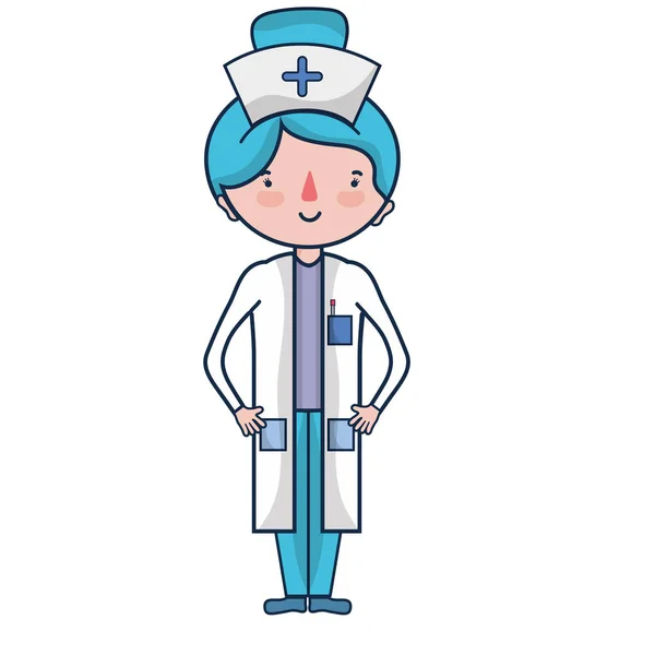 Professionelle Krankenschwester Mit Hut Kopfvektor Illustration — Stockvektor