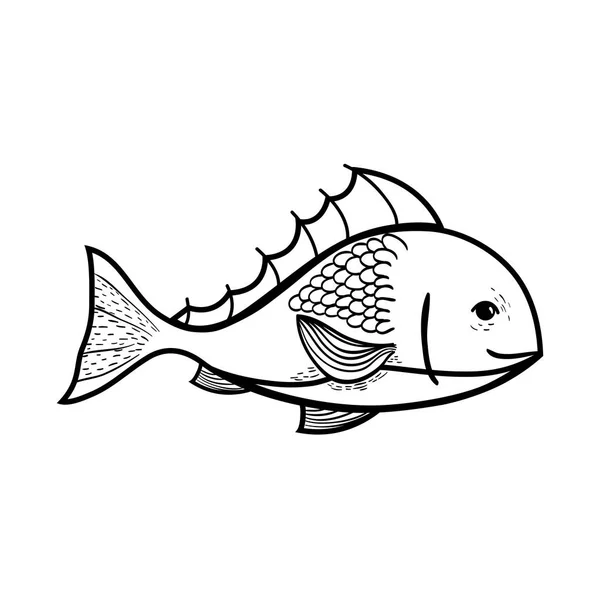 Satır Lezzetli Deniz Ürünleri Doğal Beslenme Vektör Çizim Balıklarla — Stok Vektör
