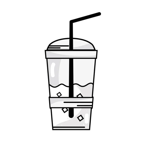 Línea Delicioso Café Espresso Taza Plástico Vector Ilustración — Archivo Imágenes Vectoriales