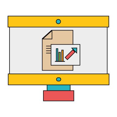 bilgisayar şirket belge ve istatistik diyagramı vektör çizim ile,