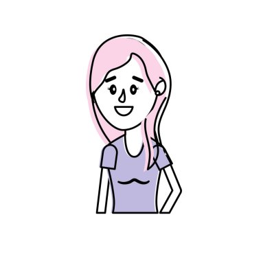 kadın saç modeli ve bluz tasarım vektör çizim ile