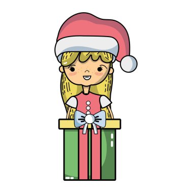 Kız Giysi ve Noel mevcut hediye vektör çizim