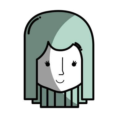 mutlu bir kadın baş ve güzel yüzü, vektör çizim