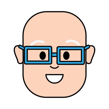 mutlu adam kel kafası ve gözlük, vektör çizim tasarım