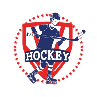 amblemi ile profesyonel hokey oyuncusu ve Tekdüzen vektör çizim