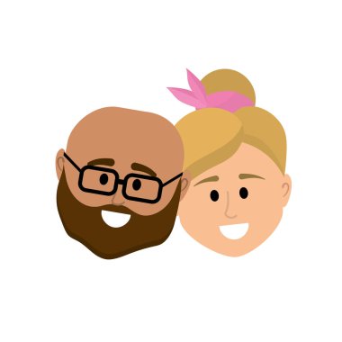 çift kafa ile birlikte saç modeli tasarım illüstrasyon vektör