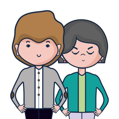 Güzellik çift ile birlikte saç modeli tasarım illüstrasyon vektör