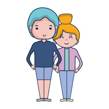 Güzellik çift ile birlikte saç modeli tasarım illüstrasyon vektör