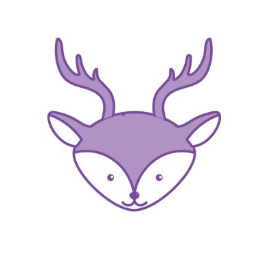 vahşi hayvan vektör çizim kontur sevimli geyik baş