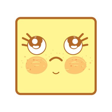 Kawaii düşünme yüz göz ve yanak, vektör llustration tasarımı