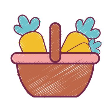 süpermarket sepet havuç sebze beslenme vektör çizim ile