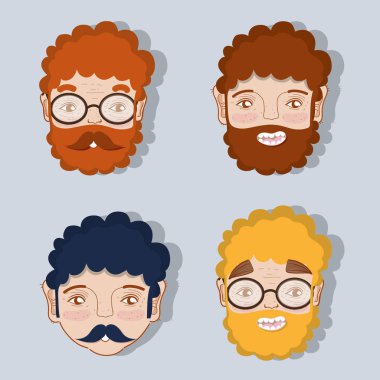 farklı yüzeylere babalar ifade, vektör çizim ayarla