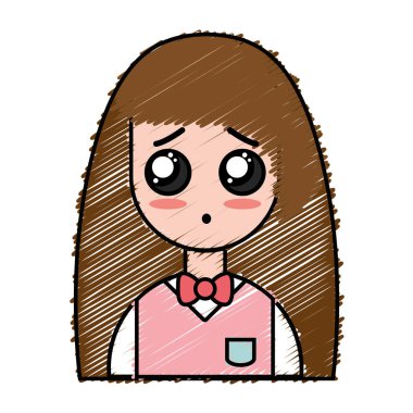 güzellik kız saç modeli ve tek tip kıyafet vektör çizim ile