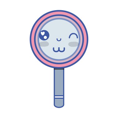 Kawaii şirin komik Büyüteç vektör çizim