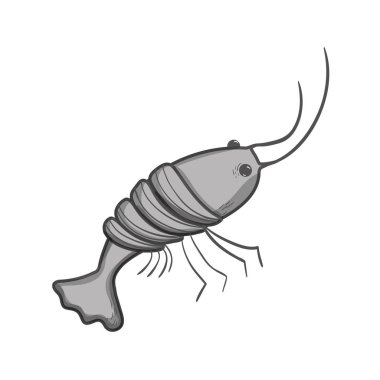 gri tonlamalı deniz ürünleri ıstakoz yemek doğal malzemelerle illüstrasyon vektör