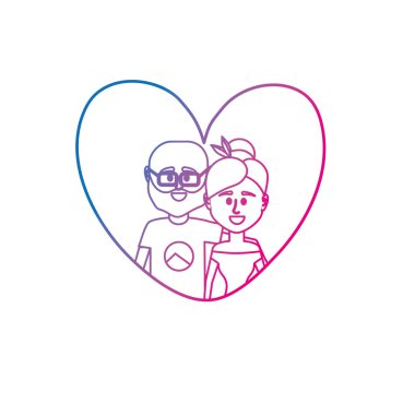 Çift birlikte kalp tasarlamak vektör içinde satır